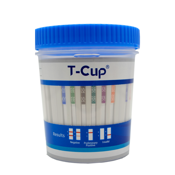 Drugs of Abuse Test with Adulterants Tcup 14-Drug Panel AMP1000, BAR300, BZO300, BUP10, COC300, mAMP/MET1000, MDMA500, MTD300, MOP(OPI300), OXY100, PCP25, PPX300, TCA1000, THC50 (CR, pH, SG) Urine Sample 25 Tests by Abbott Rapid Dx North America LLC  ID T